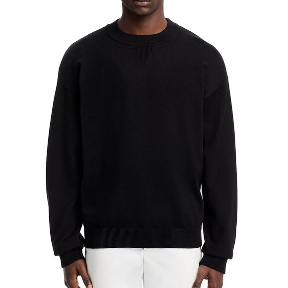 Hugo Boss Men's LS HUGO Swart Pullover Sweater Cotton Knit Logo Crewneck Black - Picture 5 of 6